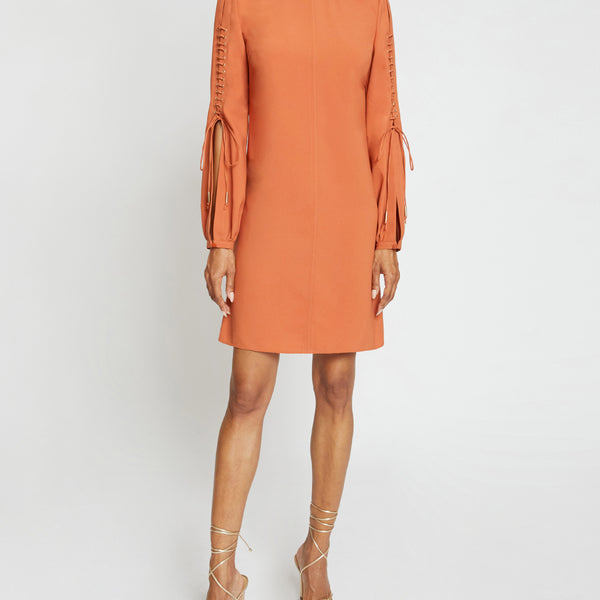 ARIES Long Sleeve Shift Dress with Grommet Detail – Santorelli ARIES Long Sleeve Shift Dress with Grommet Detail – Santorelli