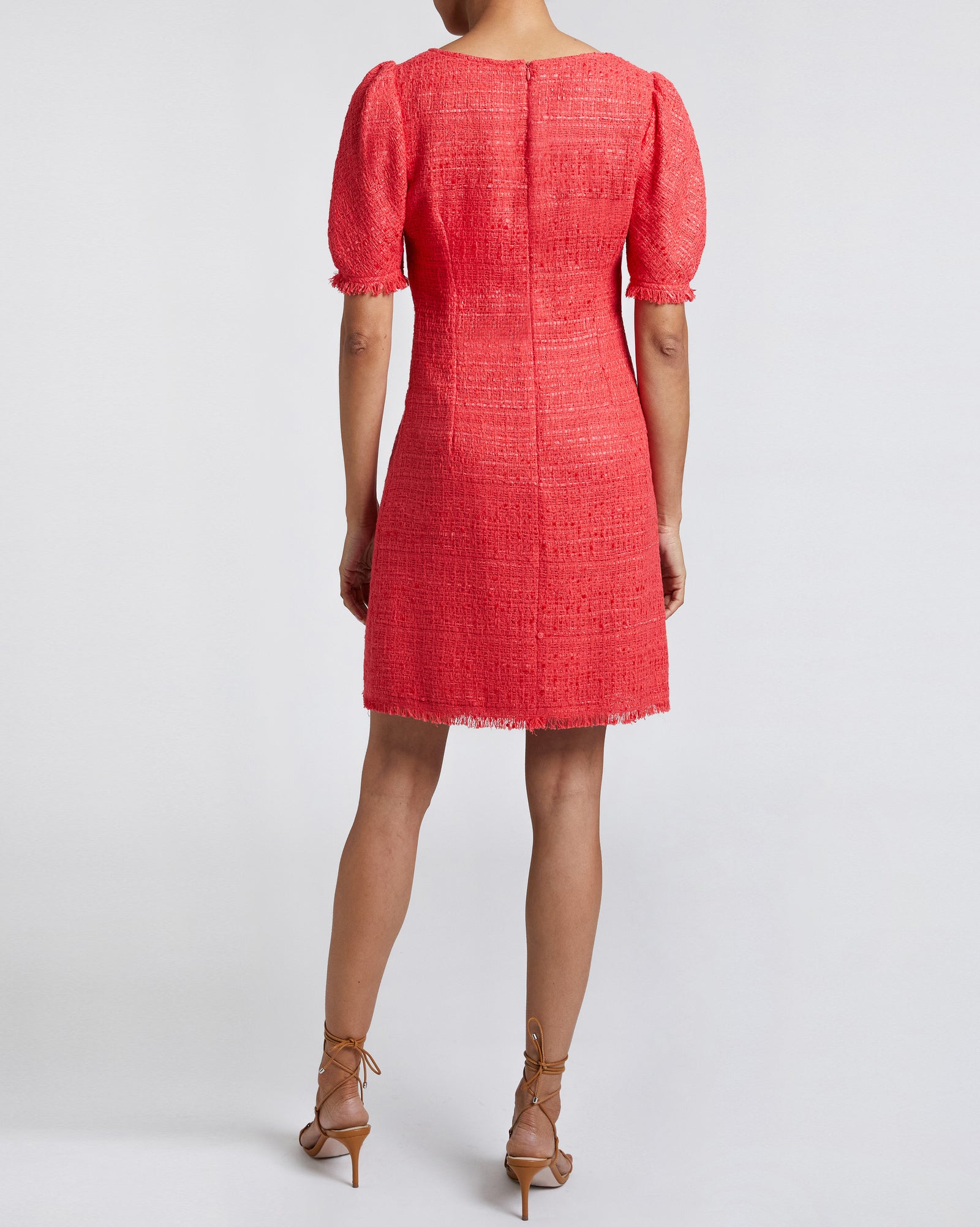 BIANCA Shift Tweed Dress with Puff Sleeves – Santorelli BIANCA Shift Tweed Dress with Puff Sleeves – Santorelli