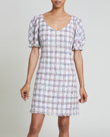 BIANCA Tweed Shift Dress with Puff Sleeves