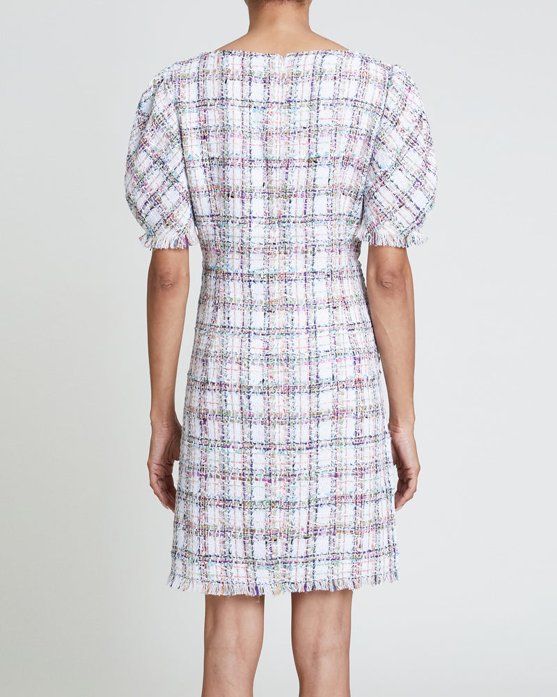 BIANCA Tweed Shift Dress with Puff Sleeves