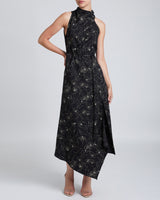 BLAKE Asymmetric Shoulder Dress in Abstract Floral Print