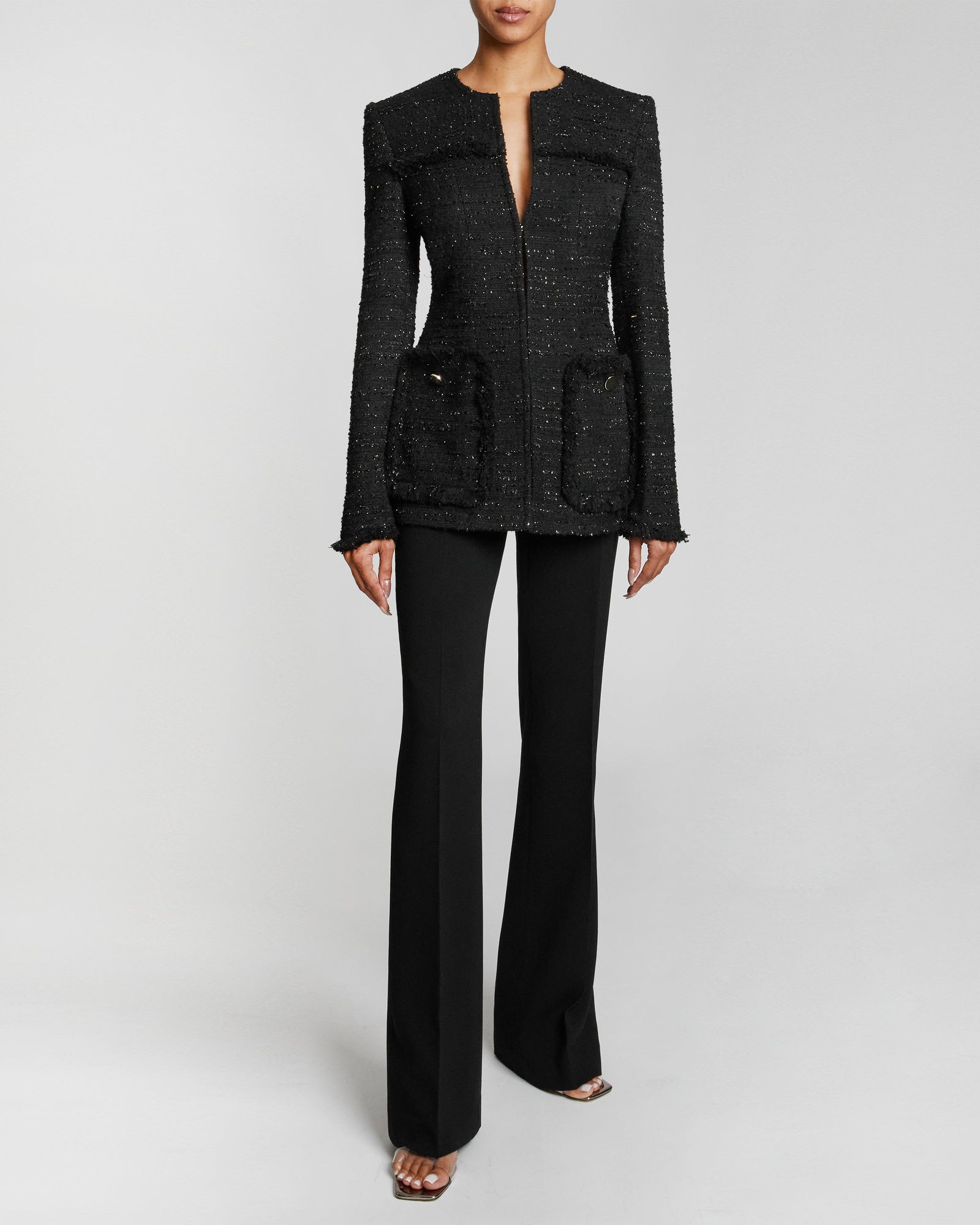 トップス SHE Tokyo Freda Feather Tweed Black トップス SHE Tokyo Freda Feather Tweed Black Tweed Blazer
