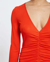 AMELIE Long Sleeve Fit and Flare Midi Jersey Dress