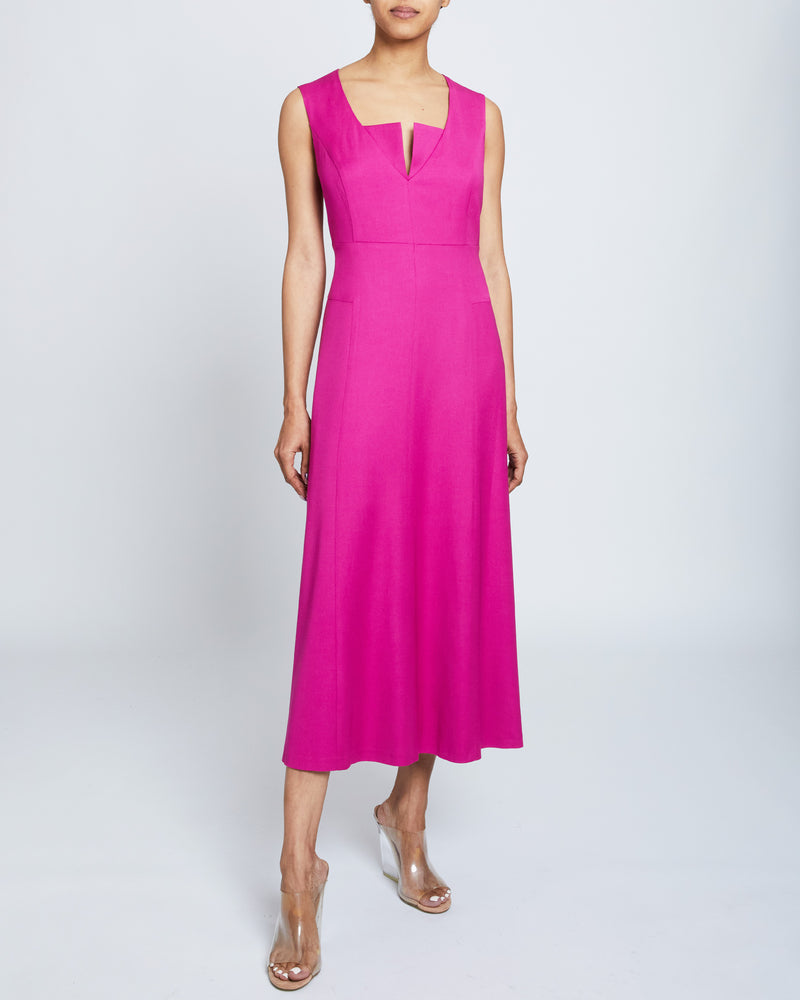 BELLE Sleeveless Midi Dress with Front Seam Detail