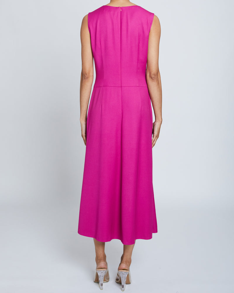 BELLE Sleeveless Midi Dress with Front Seam Detail