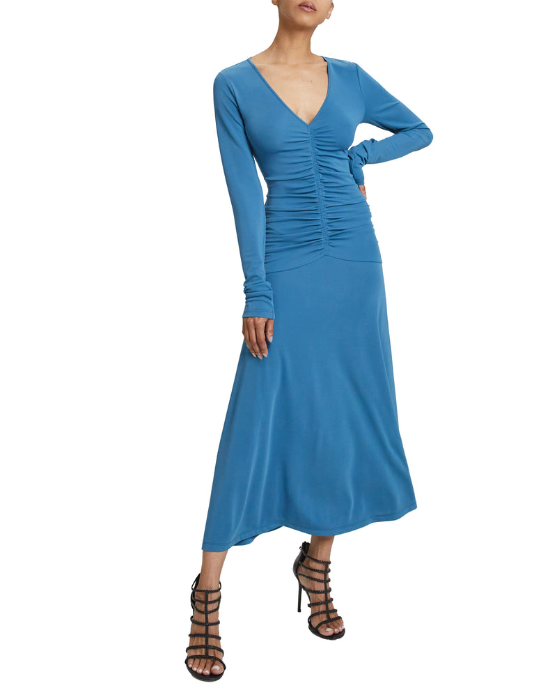 AMELIE Long Sleeve Fit and Flare Midi Jersey Dress Santorelli AMELIE Long Sleeve Fit and Flare Midi Jersey Dress Santorelli
