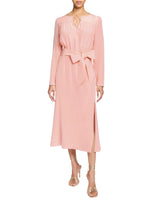 TESSA Long Sleeve Midin Fit and Flare Sress in Silk Crepe de Chine