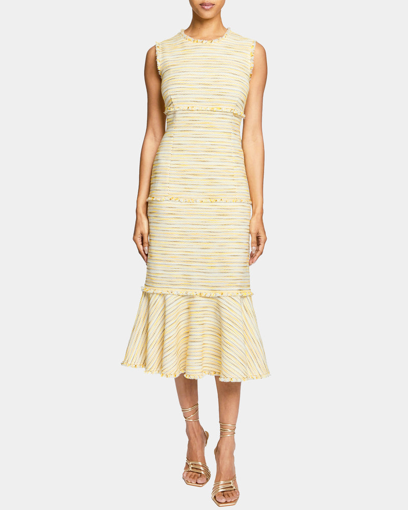 ANDI Sleeveless Fit and Flare Sheath Dress in Lightweight Cotton Tweed Santorelli ANDI Sleeveless Fit and Flare Sheath Dress in Lightweight Cotton Tweed Santorelli
