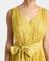 LANITA Sleeveless Fit and Flare Hi Lo Dress in Printed Georgette