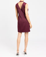 AMINA Mock Neck Shift Dress in Fluid Crepe
