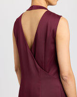 AMINA Mock Neck Shift Dress in Fluid Crepe