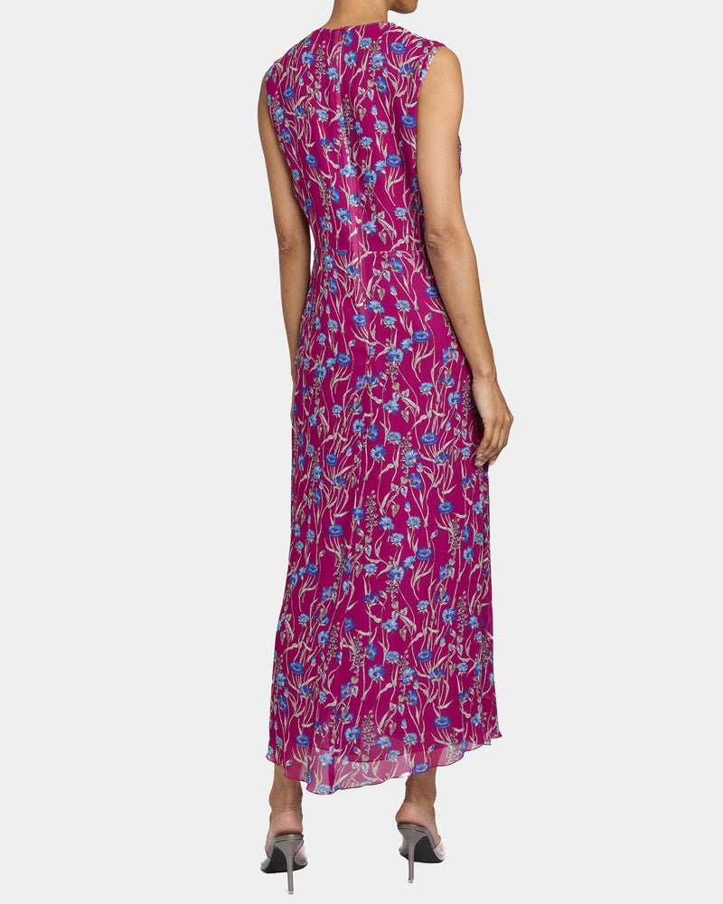KAY Sleeveless Fit and Flare Keyhole Midi Dress in Floral Georgette