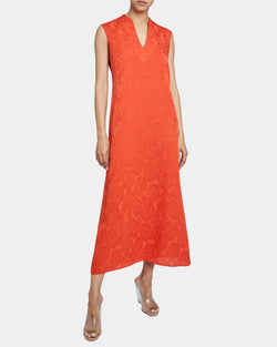 NICOLE Sleeveless Midi Shift Dress in Fluid Tonal Jacquard