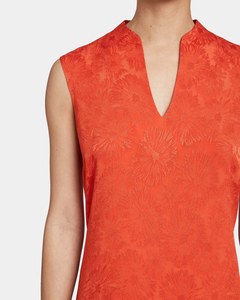 NICOLE Sleeveless Midi Shift Dress in Fluid Tonal Jacquard