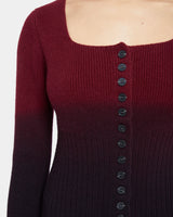 RAYE Ombre Ribbed Knit Cardigan in Pure Wool