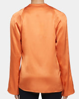ZURI Long Sleeve V-Neck Blouse in Silk Charmeuse