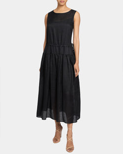 MISTY Sleeveless Drop-Waist Midi Dress in Lightweight Ramie Santorelli MISTY Sleeveless Drop-Waist Midi Dress in Lightweight Ramie Santorelli