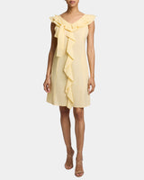 SILVI Cap Sleeve Shift Eyelet Dress with Ruffle Panels