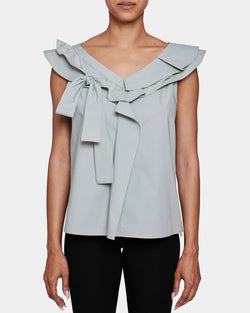 ELVIE Cap Sleeve Top with Ruffle Panels in Lightweight Stretch Cotton
