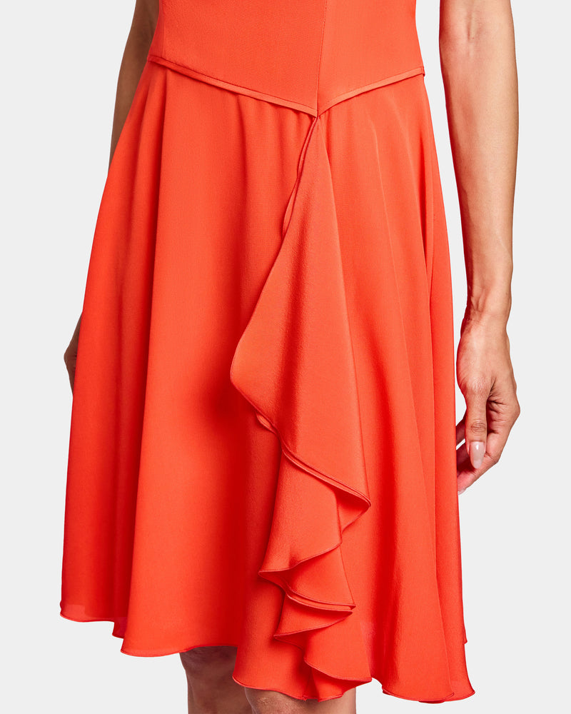 EMMY Sleeveless Ruffled Dress in Silk Crepe de Chine
