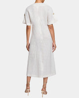 SERAFINA Midi A-Line Shift Dress in Striped Linen
