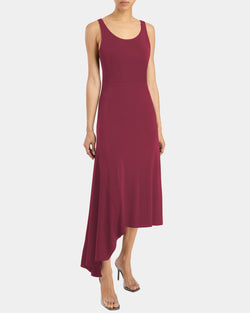 TANI Sleeveless Asymmetric Midi Dress in Fluid Jersey