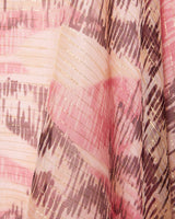 RONI Long Sleeve Fit and Flare Dress in Printed Silk Chiffon