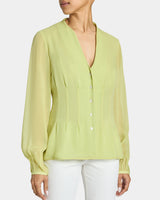 WINNIE Long Sleeve Buttoned Blouse in Silk Georgette