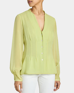 WINNIE Long Sleeve Buttoned Blouse in Silk Georgette