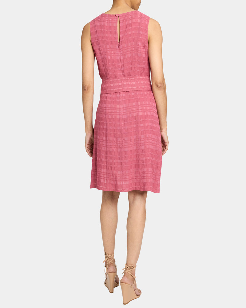 NADIA Sleeveless A-Line Short Dress in Laser Cut Linen Santorelli NADIA Sleeveless A-Line Short Dress in Laser Cut Linen Santorelli
