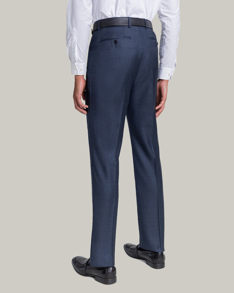 Blue Multi, Flat Front Trouser, Loro Piana Wool Fabric, Made in Italy