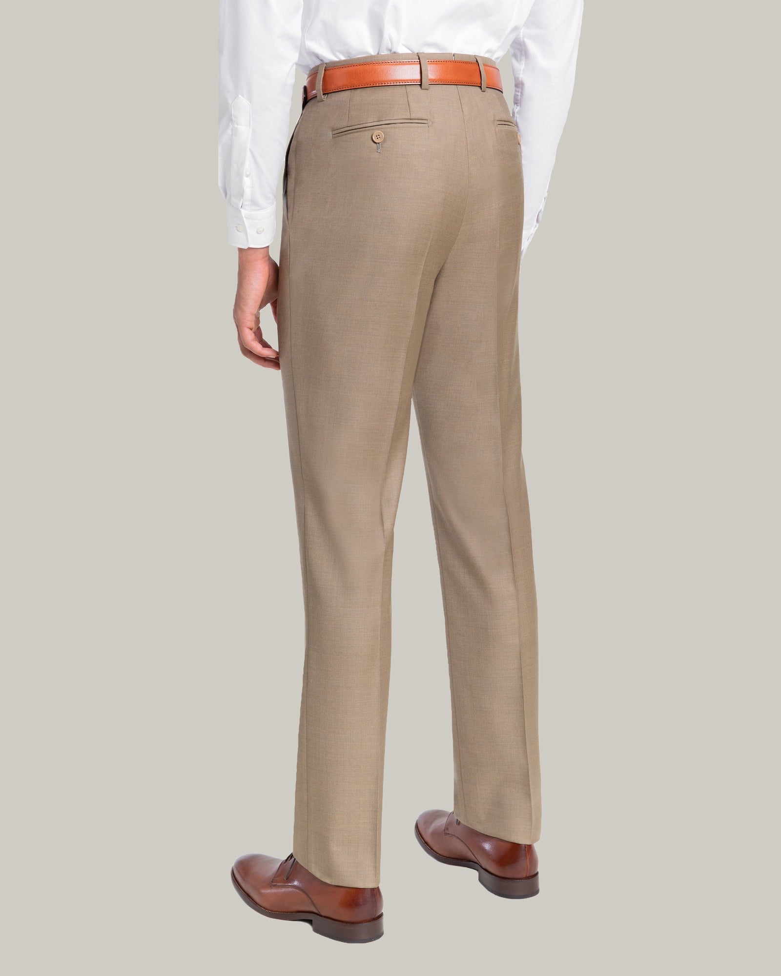 Santorelli Tan Loro Piana Wool Flat Front Tan / 46