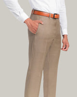 Tan, Flat Front Trouser, Loro Piana Wool Fabric, Made in Italy