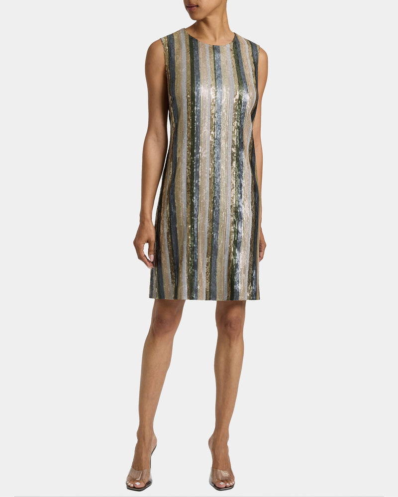 ARETHA Sleeveless Sequin Shift Dress