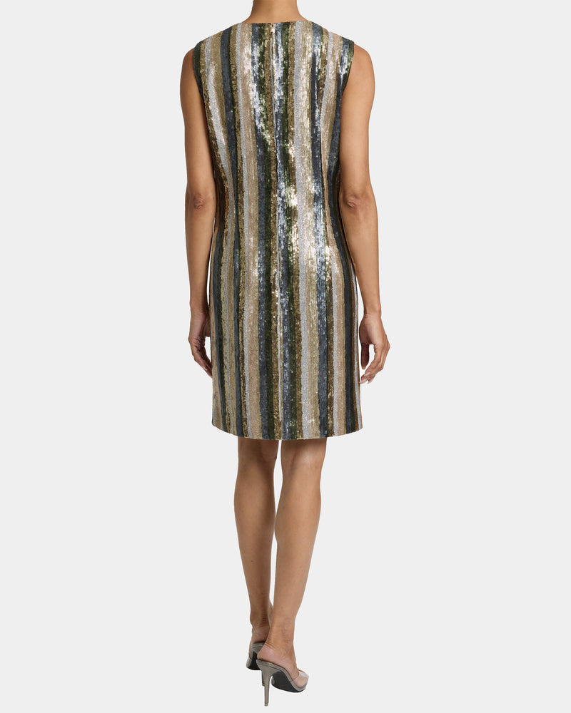 ARETHA Sleeveless Sequin Shift Dress