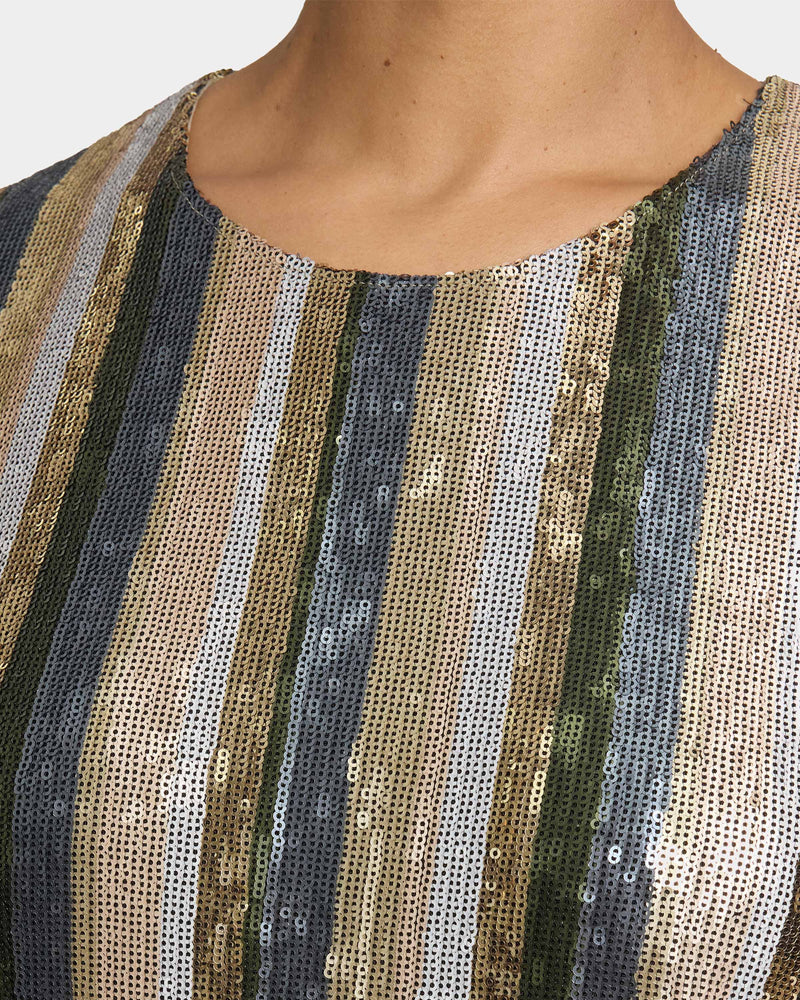 ARETHA Sleeveless Sequin Shift Dress