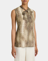 TECA Sleeveless Tie Neck Blouse in Animal Printed Georgette