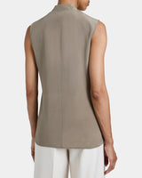 TECA Silk Sleeveless Tie Neck Blouse