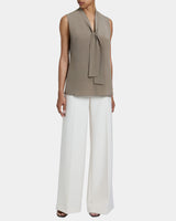TECA Silk Sleeveless Tie Neck Blouse