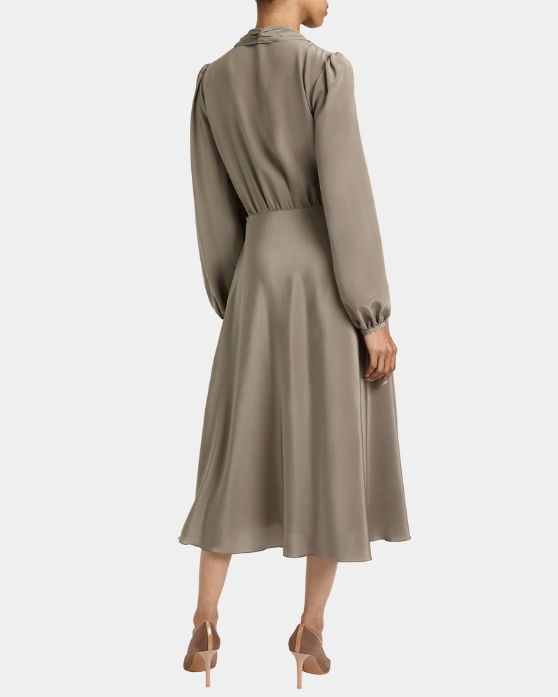 silk dress with neck tie Back Tie Silk Maxi Dress