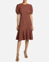 DASIA Sheath Tweed Dress with Puff Sleeves