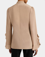 SIENNA Long Sleeve Silk Blouse with Neck Tie