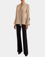 SIENNA Long Sleeve Silk Blouse with Neck Tie