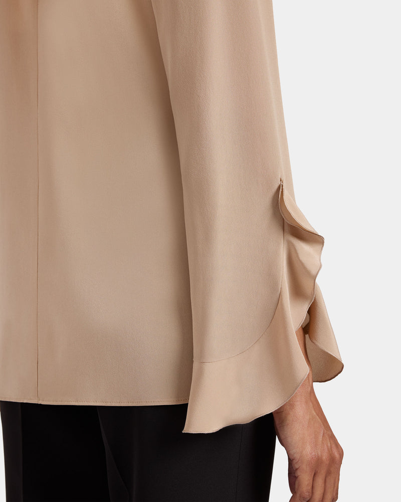 SIENNA Long Sleeve Silk Blouse with Neck Tie