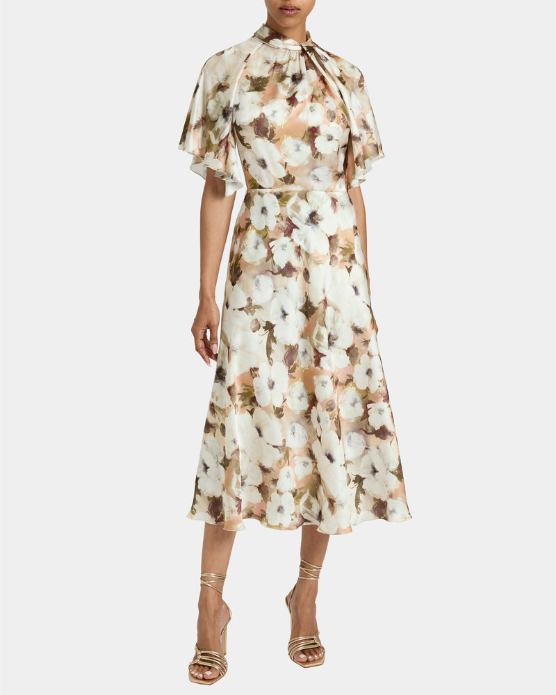 floral georgette midi dress Ralph Lauren Floral Belted Georgette Tiered Dress