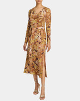 PIPER Long Sleeve Cowl Neck Dress in Floral Crepe