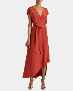 FALLON Midi Hi-Lo Dress in Silk Crepe de Chine