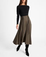 ASTER Full Midi Skirt with Leather Lacing Detail