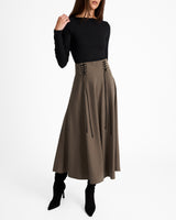 ASTER Full Midi Skirt with Leather Lacing Detail