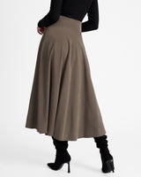 ASTER Full Midi Skirt with Leather Lacing Detail